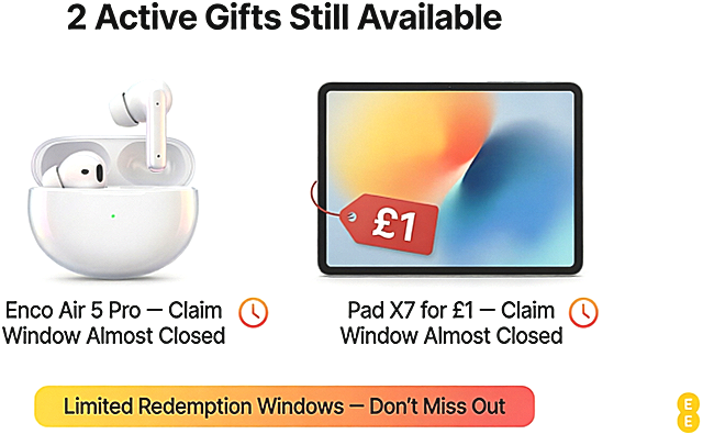 2 Active Gifts Still Available — OPPO Enco Air 5 Pro and Honor Pad X7 for £1 with limited redemption windows