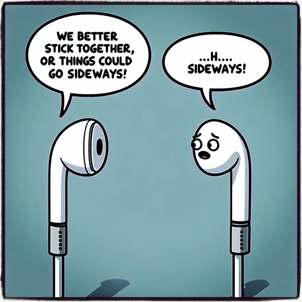 What did the left earphone TO THE RIGHT ONE