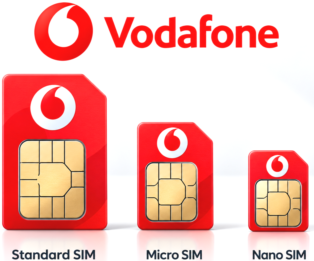 Vodafone SIM Only card sizes: Standard SIM, Micro SIM and Nano SIM