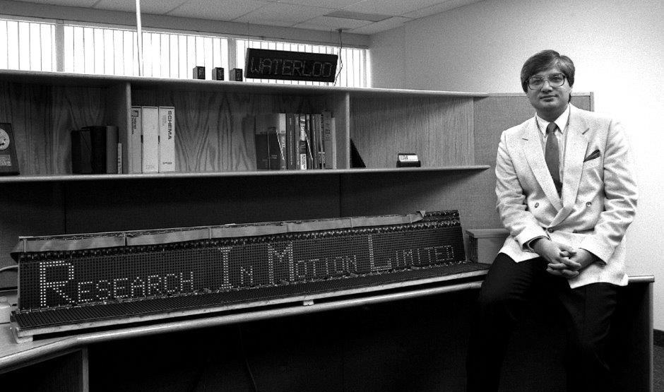 Mike Lazaridis in the early days when Blackberry was called Research in Motion in a tiny Waterloo office above a bagel shop in 1984.