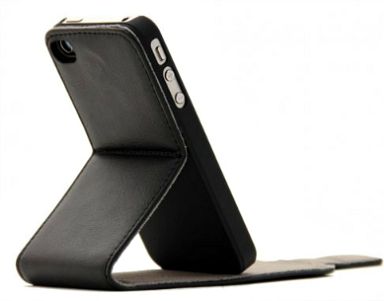 DELA DISCOUNT tech21_d3o_impact_flip_leather_case_for_iphone4s_black_back_view_standing Mobile Phone Accessories DELA DISCOUNT  